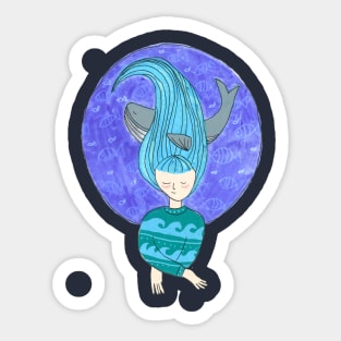 The girl and the whale Sticker